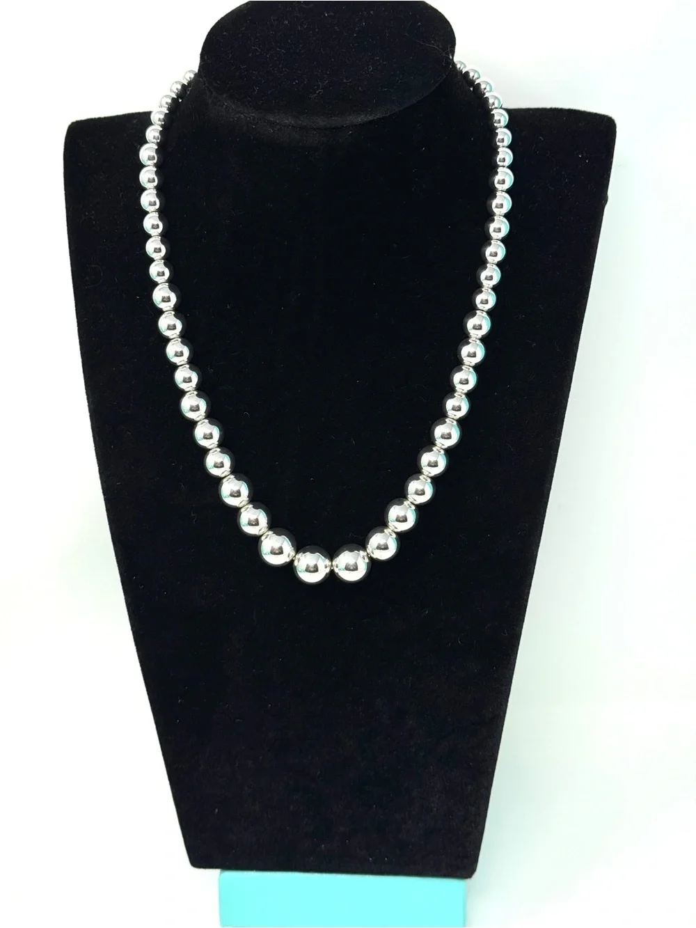 Authentic Tiffany & Co. Graduated Ball Beaded Necklace.